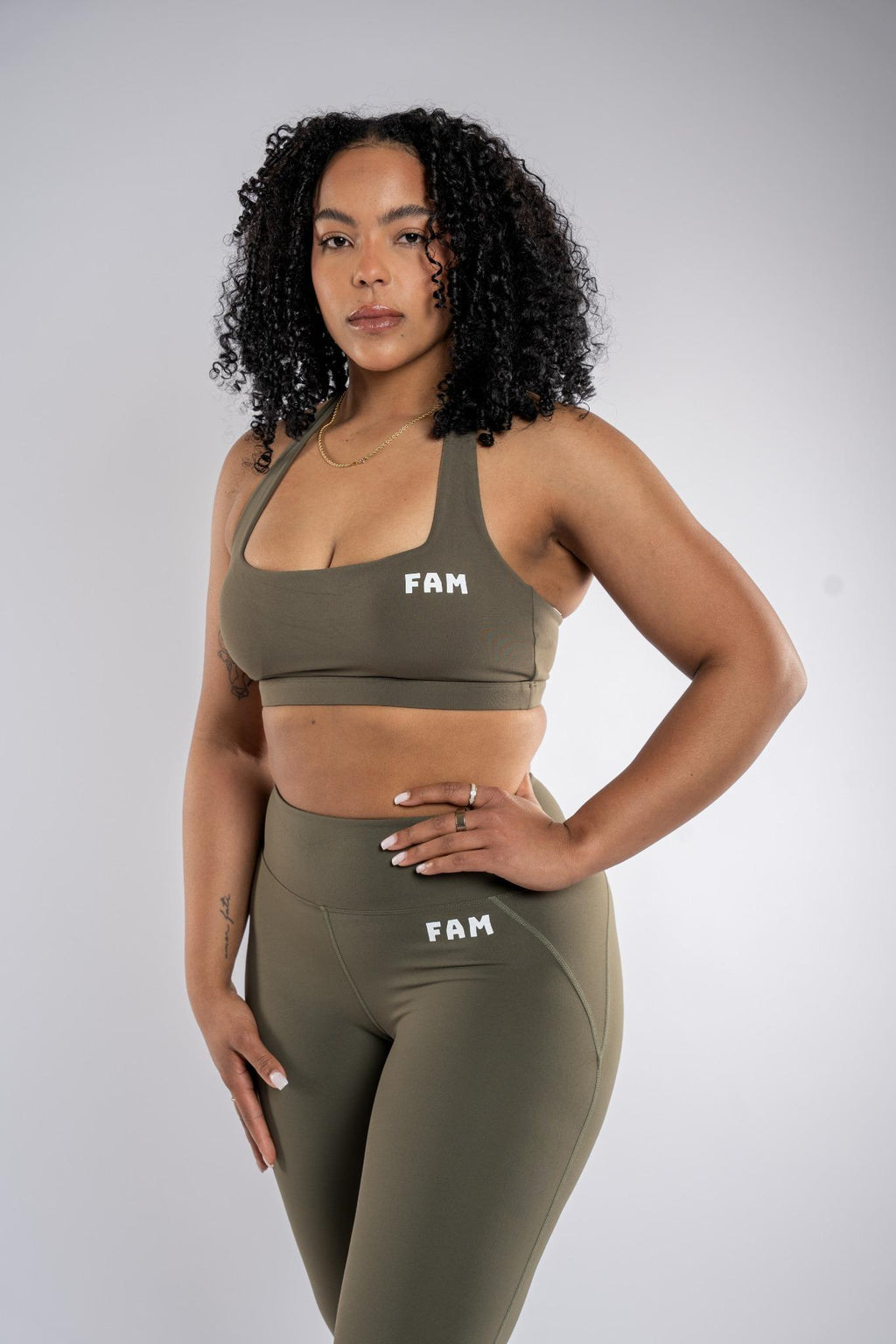 FAM olive green sport bra