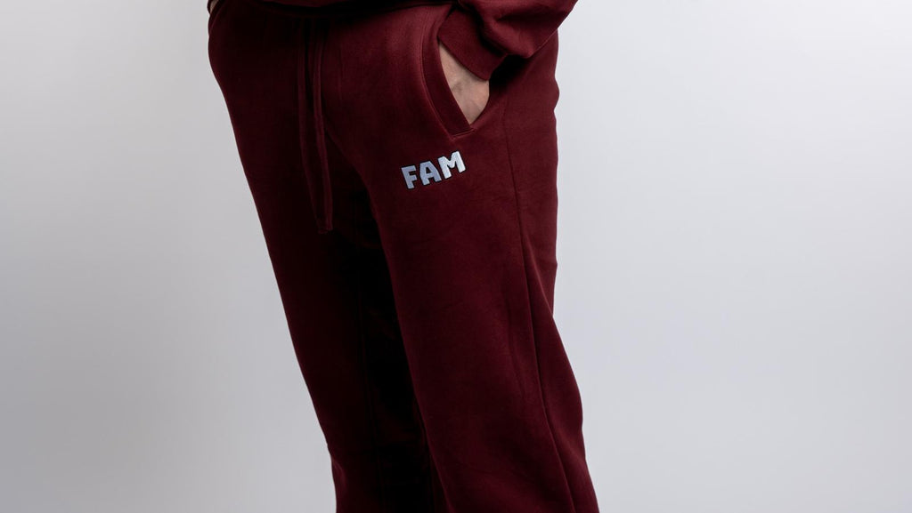 FAM Red Fleece Straight Pants